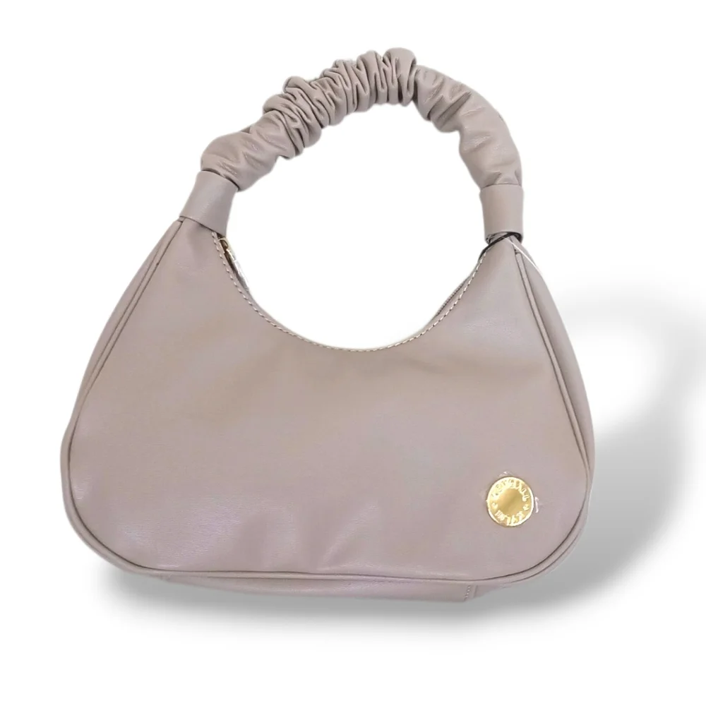 Kendall & Kylie Blush Hobo Bag Gold Accents Scrunch Handle Small Nude Lavender